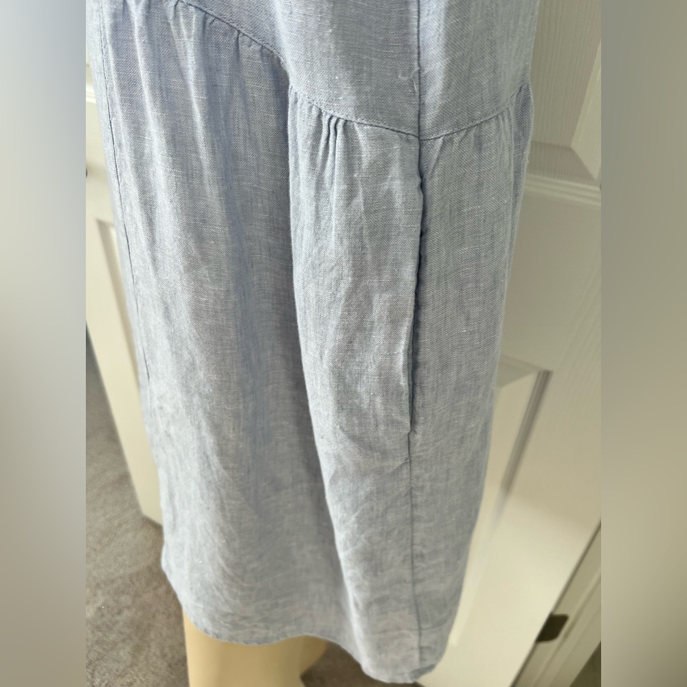 Halston 100% Linen Long-Sleeved Hi-Lo Mini Button-Up Dress Sz L - Picture 5 of 10